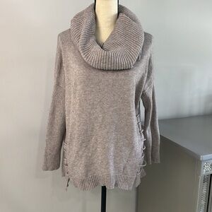 Poof Tan Cowl Neck Sweater.  Sz L